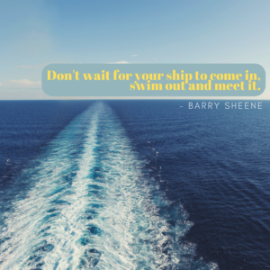 Don’t wait for your ship to come in, swim out and meet it.