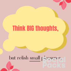 Think big thoughts, but relish small pleasures.