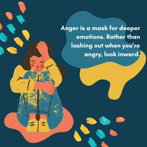 Anger is a mask for deeper emotions. Rather than lashing out when you’re angry, look inward.